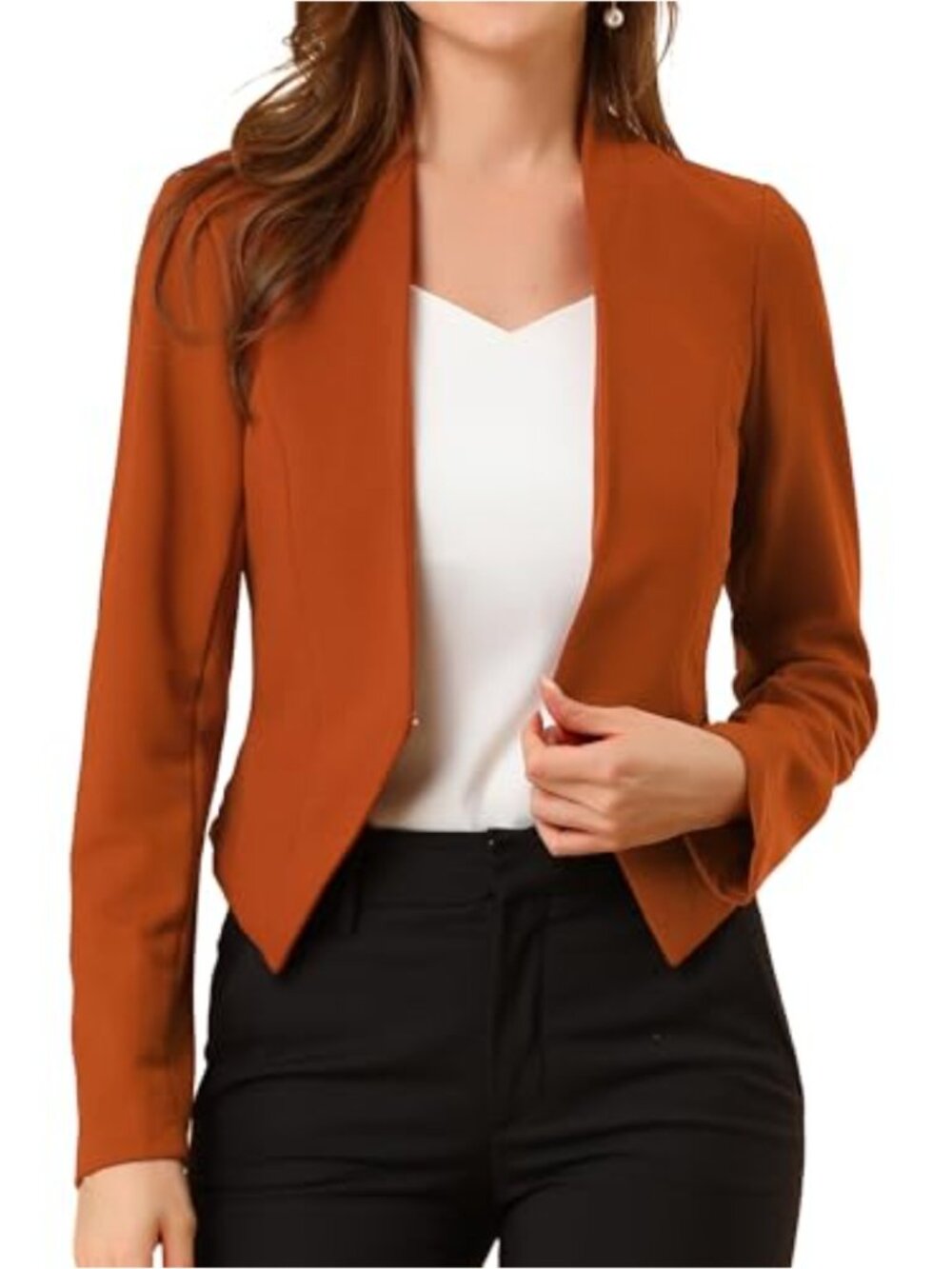 Cropped Blazer Womens Collarless Asymmetric Hem Business Casual Suit Jacket